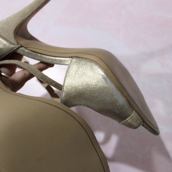 Isaac Mizarhi Gold Lovely Cutout Peep Toe Heels - Picture 2 of 9